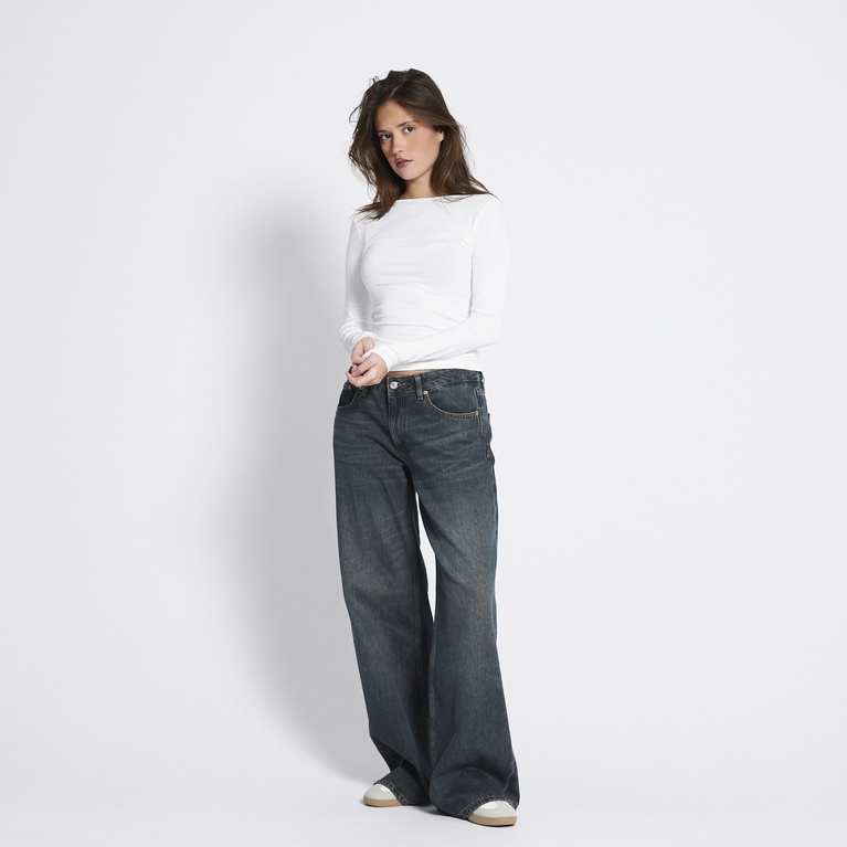 Two way draped long-sleeve top "Assia" Off white